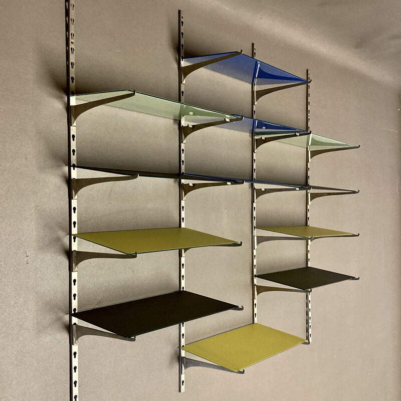 Vintage glass and metal modular shelf 1950s