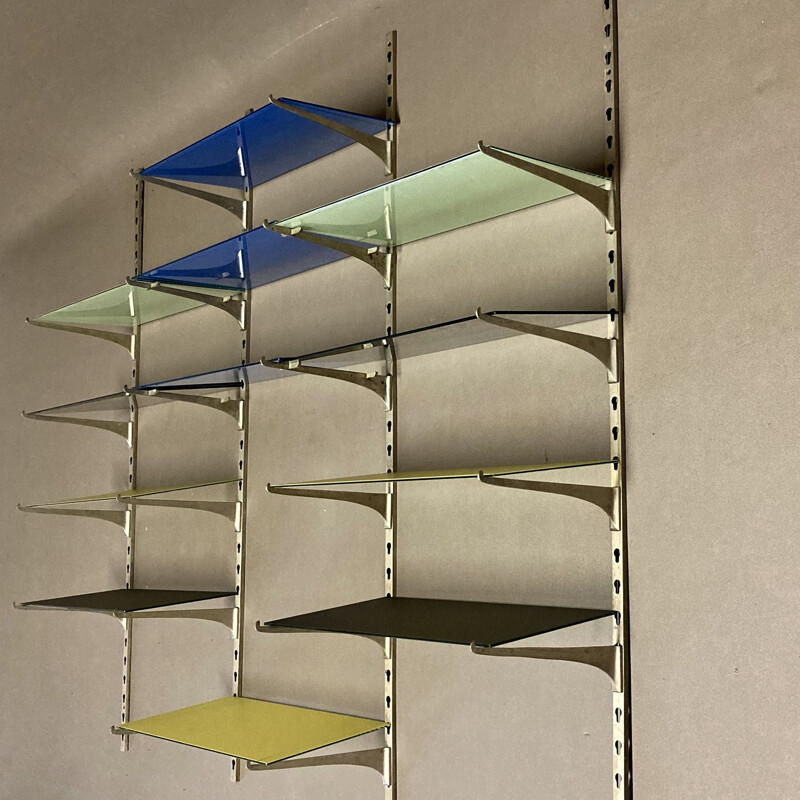 Vintage glass and metal modular shelf 1950s