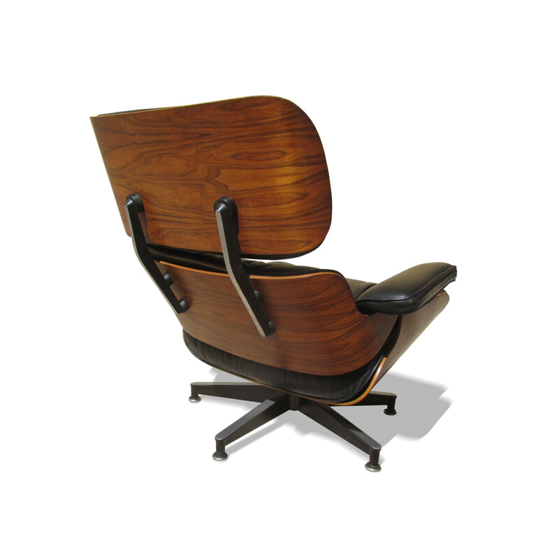 Fauteuil "Lounge chair 670 - 671" Herman Miller en palissandre et cuir et son ottoman, Charles EAMES - 1980