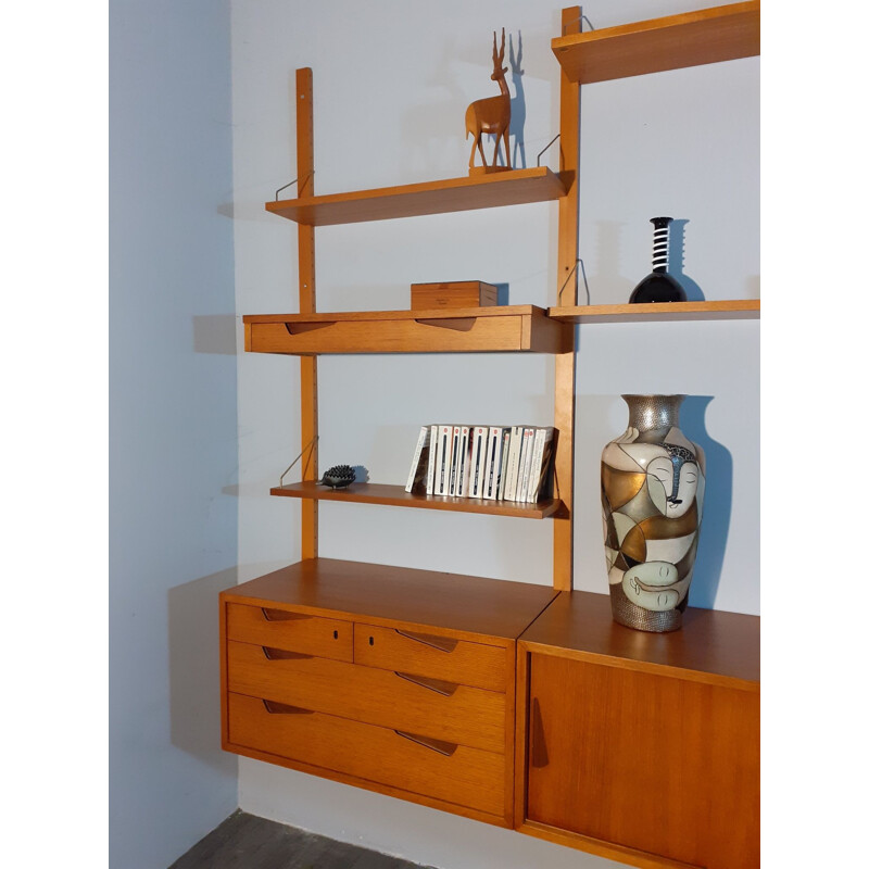 Vintage wall storage system made of Norwegian Rival Teak 1960s