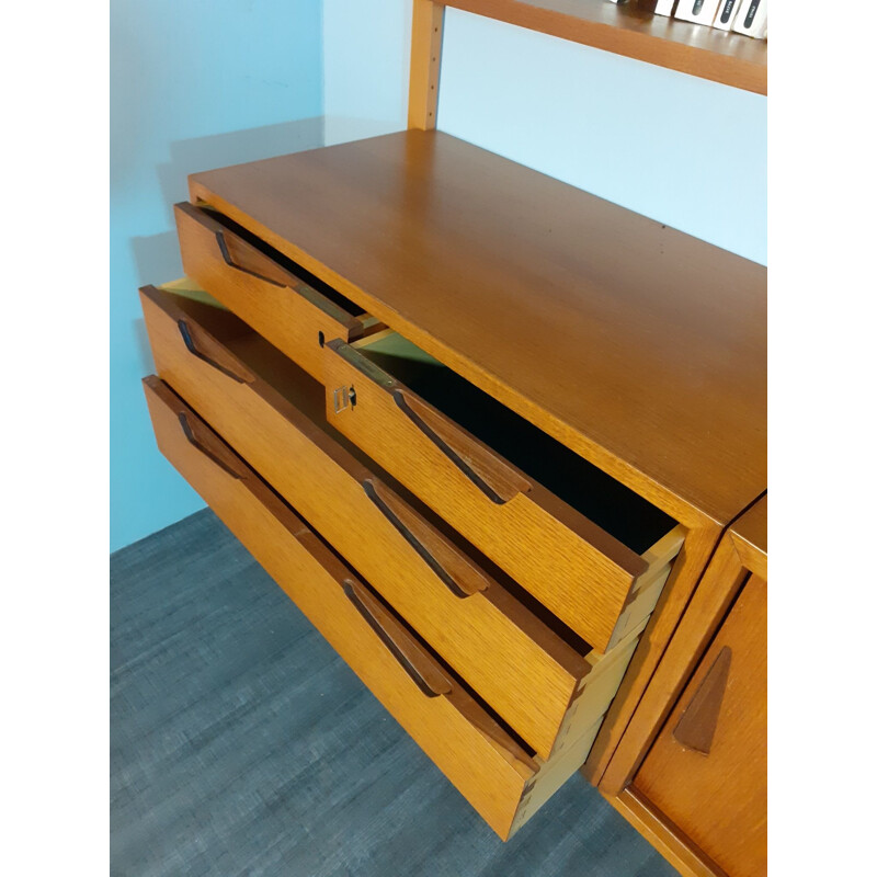 Vintage wall storage system made of Norwegian Rival Teak 1960s