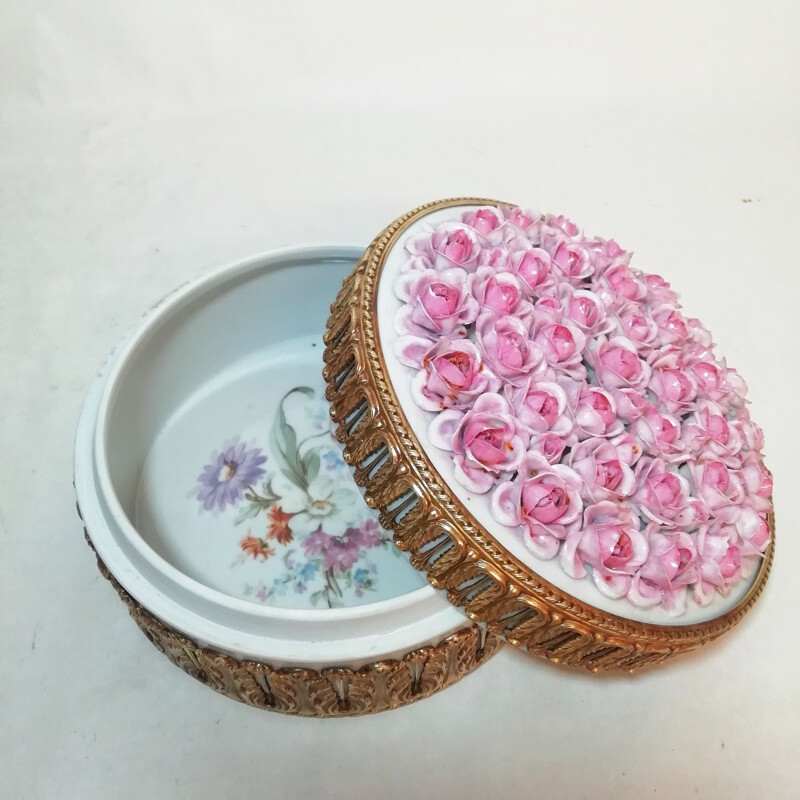 Vintage porcelain and brass box