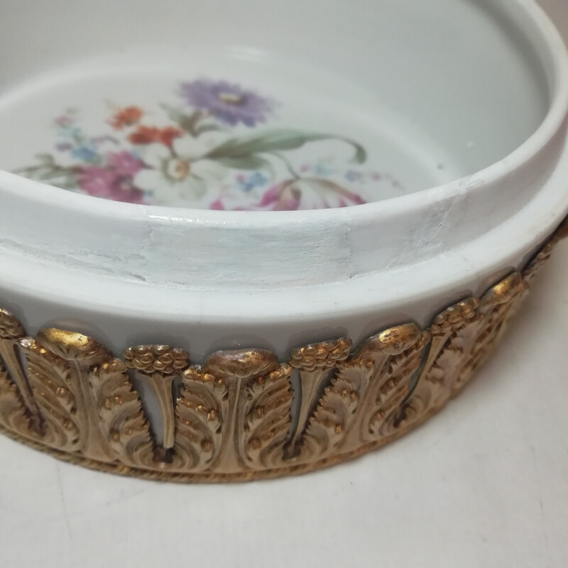 Vintage porcelain and brass box