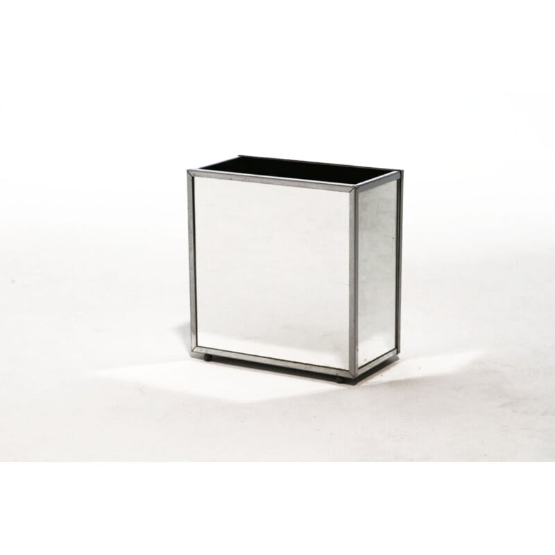 Little plant pot in chromed metal and mirror - 1970s