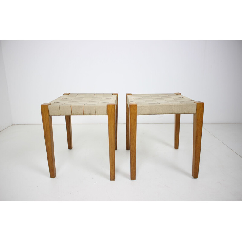 Pair of Mid-century Stools czechoslovakia 1950s