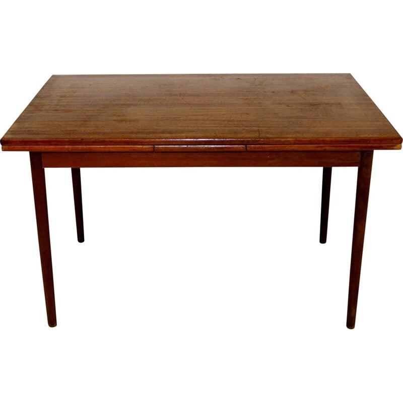 Vintage retractable teak dining table