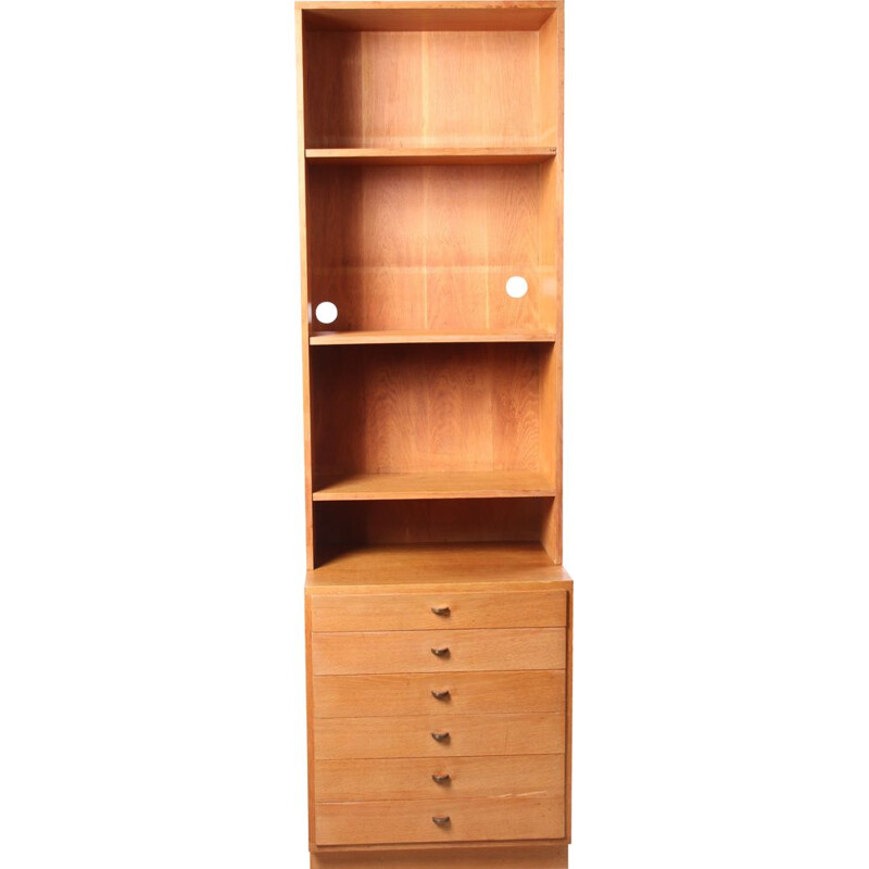 Vintage oak wall unit Scandinavian 1970s