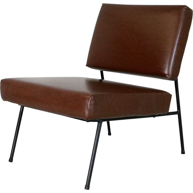 Vintage Pierre Guariche's brown Airborne lounge chair France 1960s