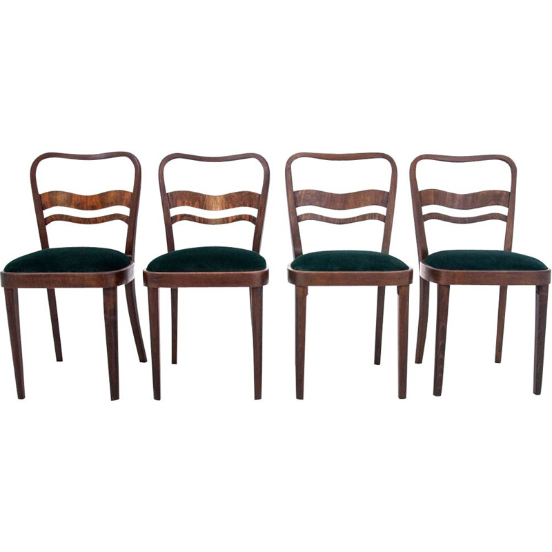 Set of 4 vintage Art Deco chairs Poland 1960s