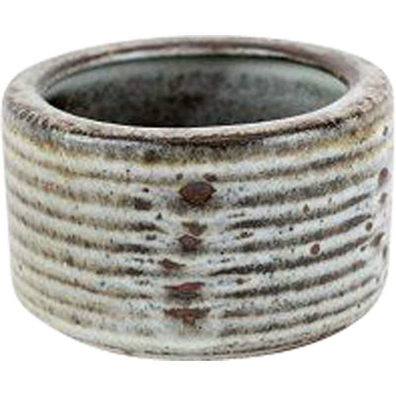 Pequeno frasco de cerâmica vintage em cores escuras da Saxbo