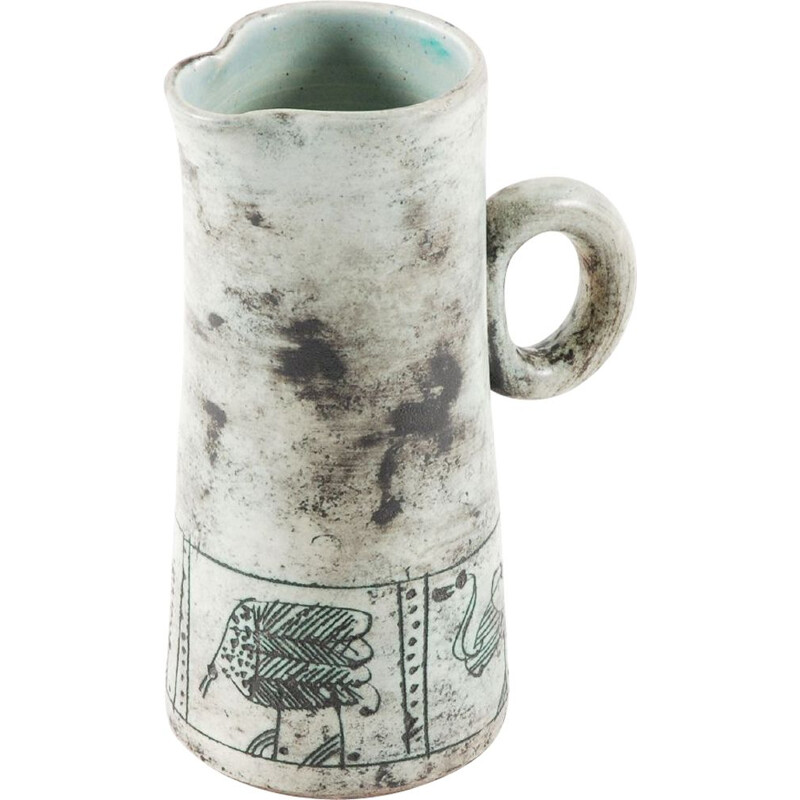 Vintage enamelled ceramic jug by Jacques Blin 1950s