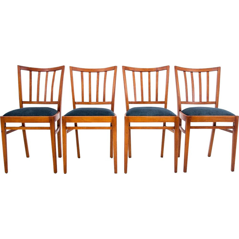 Ensemble de 4 chaises vintage Art Déco Pologne 1960