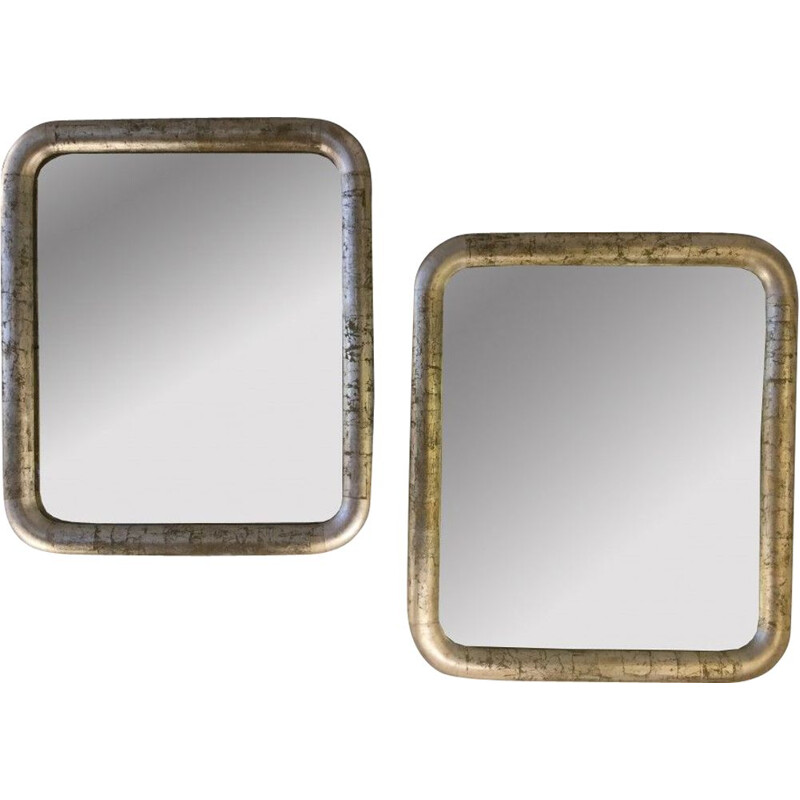 Pair of vintage art deco mirrors in lacquered rush, 1925