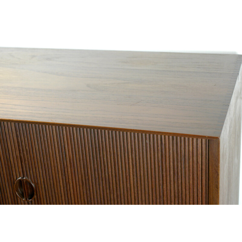 Danish cabinet in teak with tambour doors, Peter HVIDT - 1960s