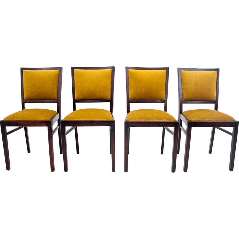 Set of 4 vintage Art Deco chairs Poland 1960s