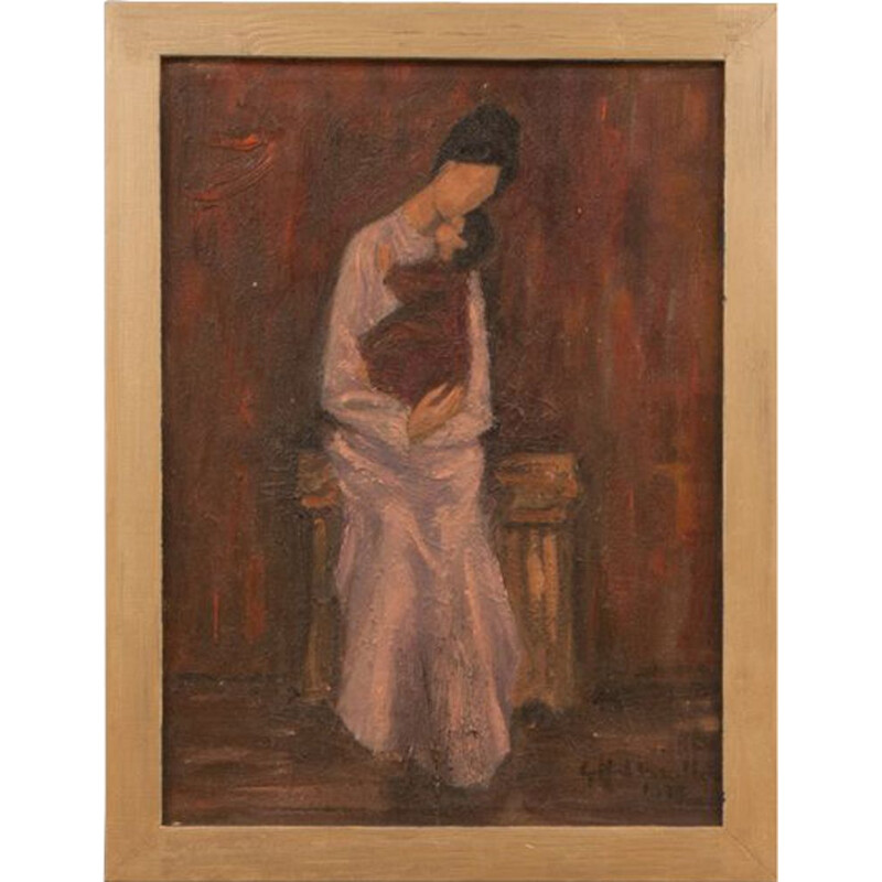 Vintage Maternità by Maldarella Oil on canvas Italy