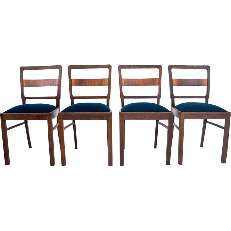 Lot de 4 chaises vintage Art Déco Pologne 1940