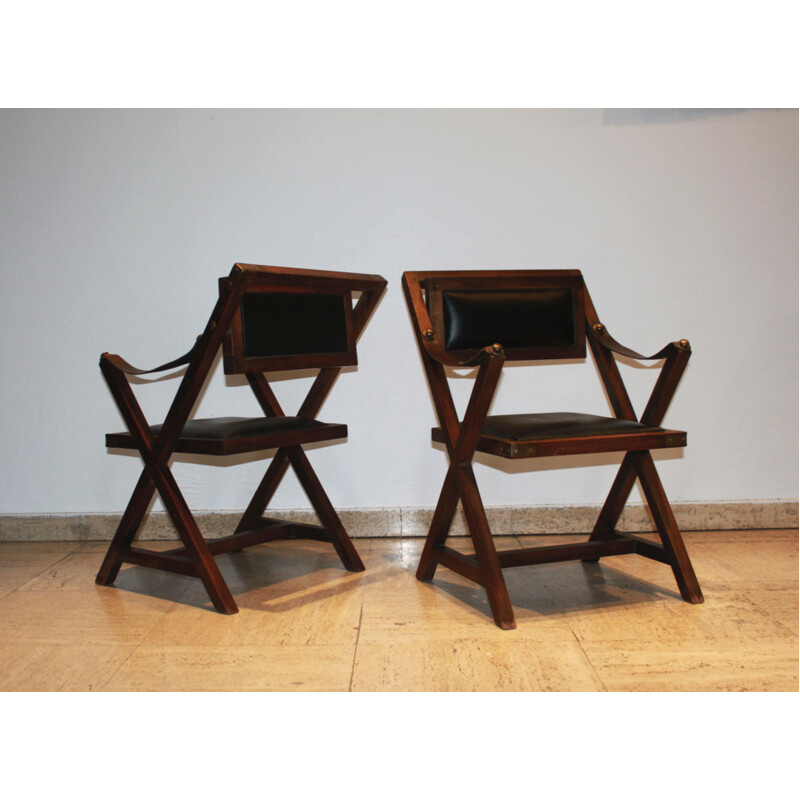 Pair of vintage wooden children's chairs 1970s