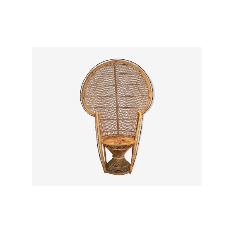 Vintage Emmanuelle armchair in natural rattan