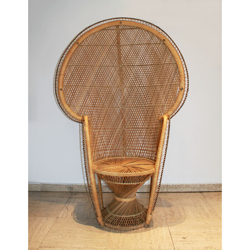 Vintage Emmanuelle armchair in natural rattan