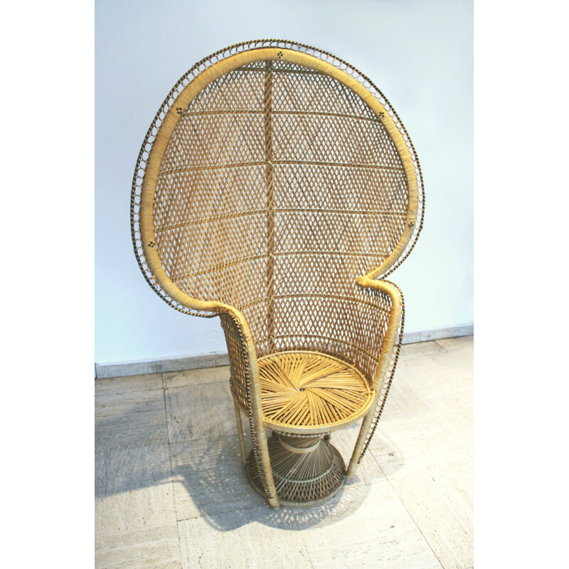 Vintage Emmanuelle armchair in natural rattan