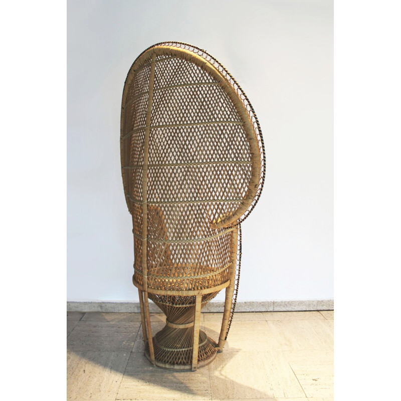 Vintage Emmanuelle armchair in natural rattan