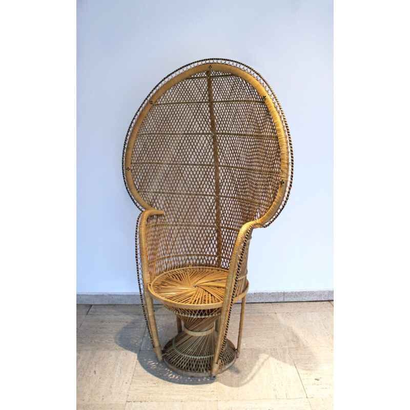 Vintage Emmanuelle armchair in natural rattan