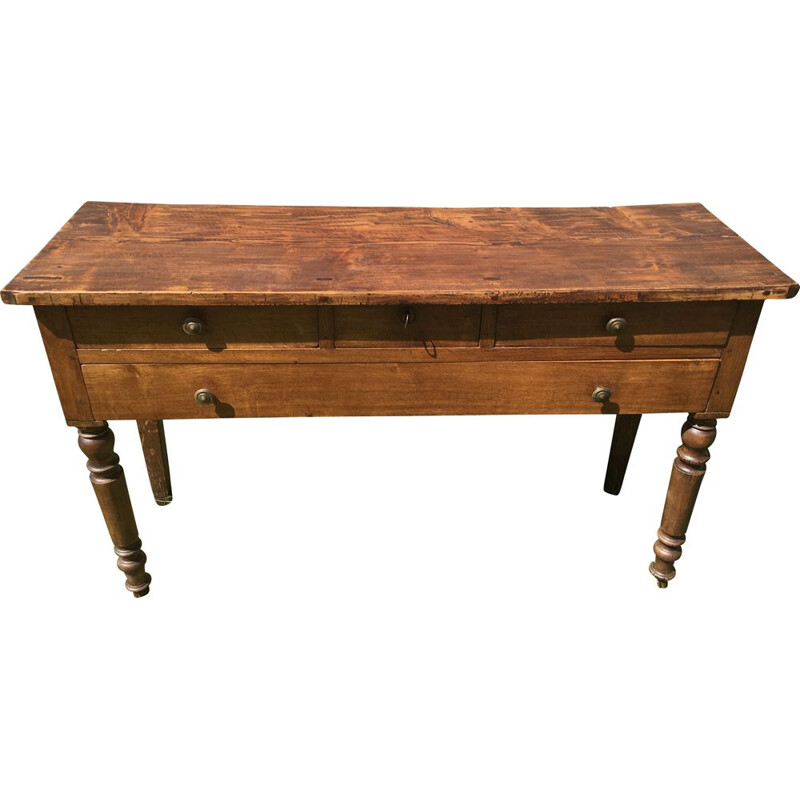 Vintage rustic console in beech and oak