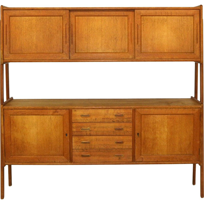 Vintage oak highboard, Denmark 1960