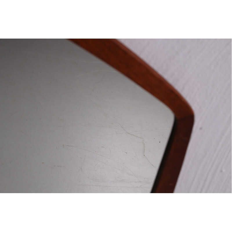 Vintage Asymmetrical wall mirror with teak edge Danish 1960s