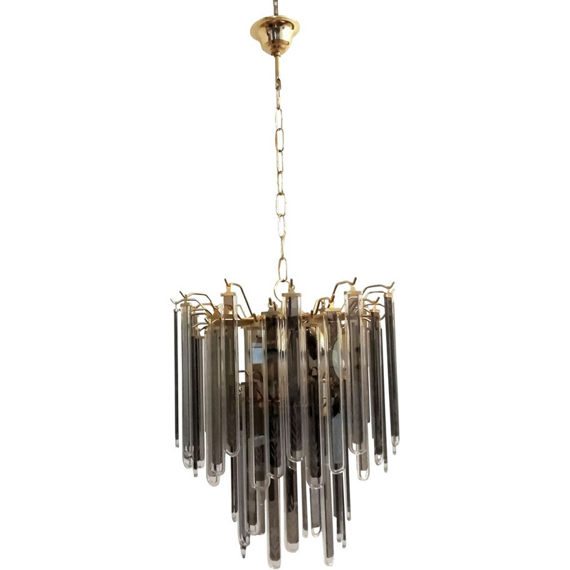 Vintage pendant lamp with vertical crystals, 1970