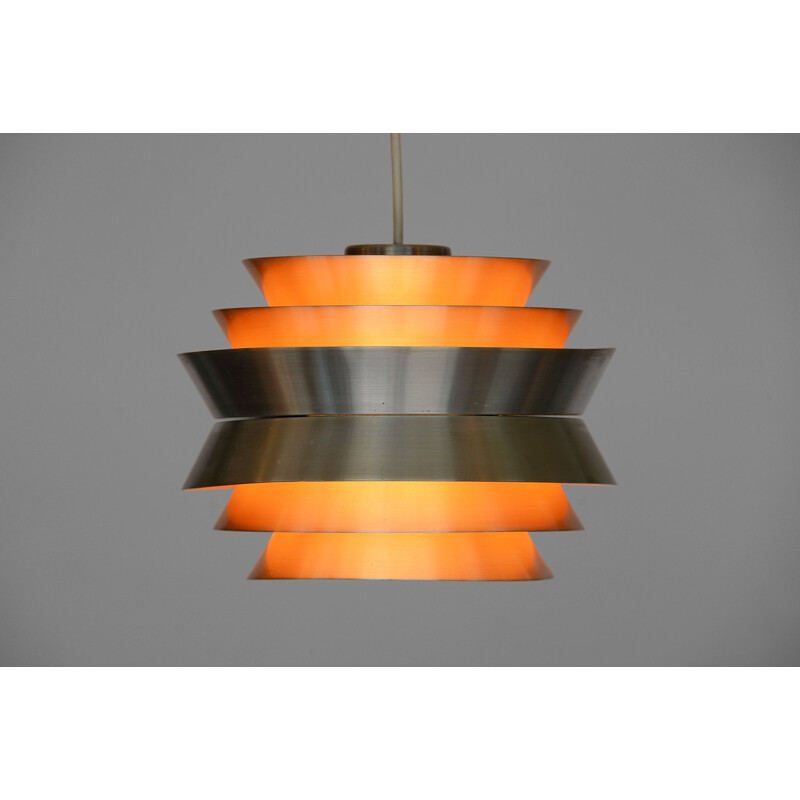 Vintage Pendant light Trava in brushed aluminium by Carl Thore for Granhaga Metallindustri Sweden 1960s