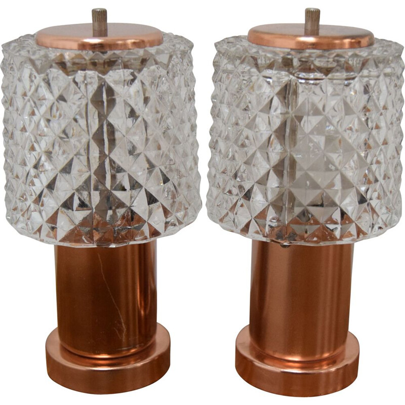 Pair of small vintage table lamps Preciosa by Kamenicky Senov 1970