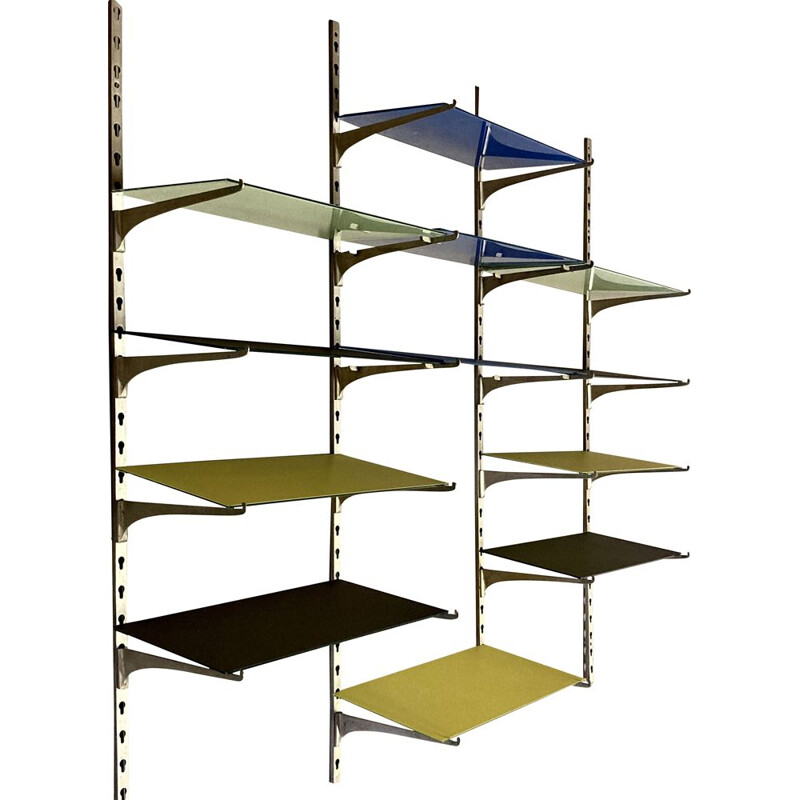 Vintage glass and metal modular shelf 1950s