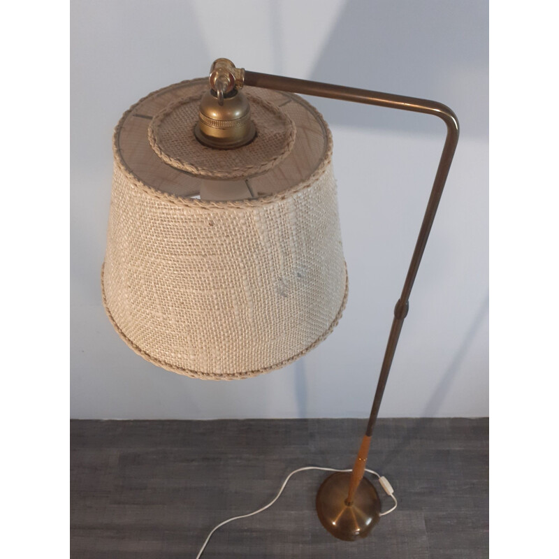 Vintage T.Roste Teak and Brass Reading Lamp Norwegian 1950s