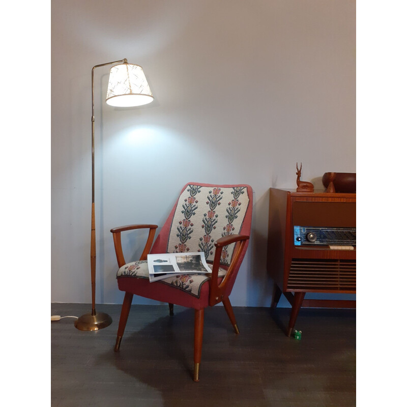Vintage T.Roste Teak and Brass Reading Lamp Norwegian 1950s