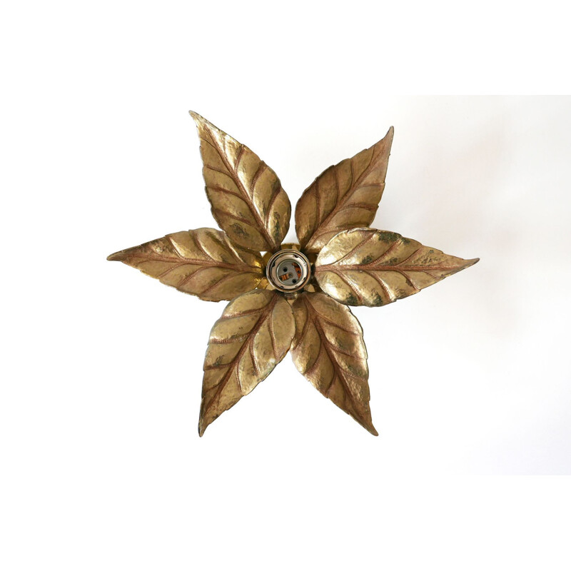 Vintage floral wall light by Willy Daro Hollywood Regency 1970s