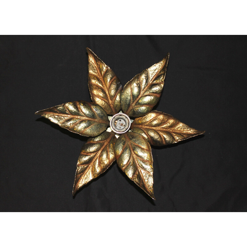Vintage floral wall light by Willy Daro Hollywood Regency 1970s