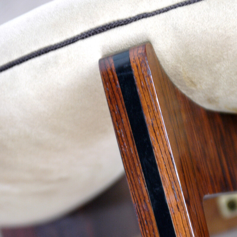 Danish Christian Linneberg stool in teak and alcantra fabric, Sven ELLEKAER - 1960s