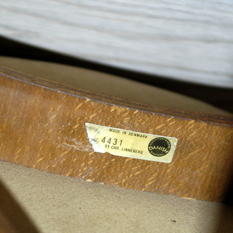 Danish Christian Linneberg stool in teak and alcantra fabric, Sven ELLEKAER - 1960s