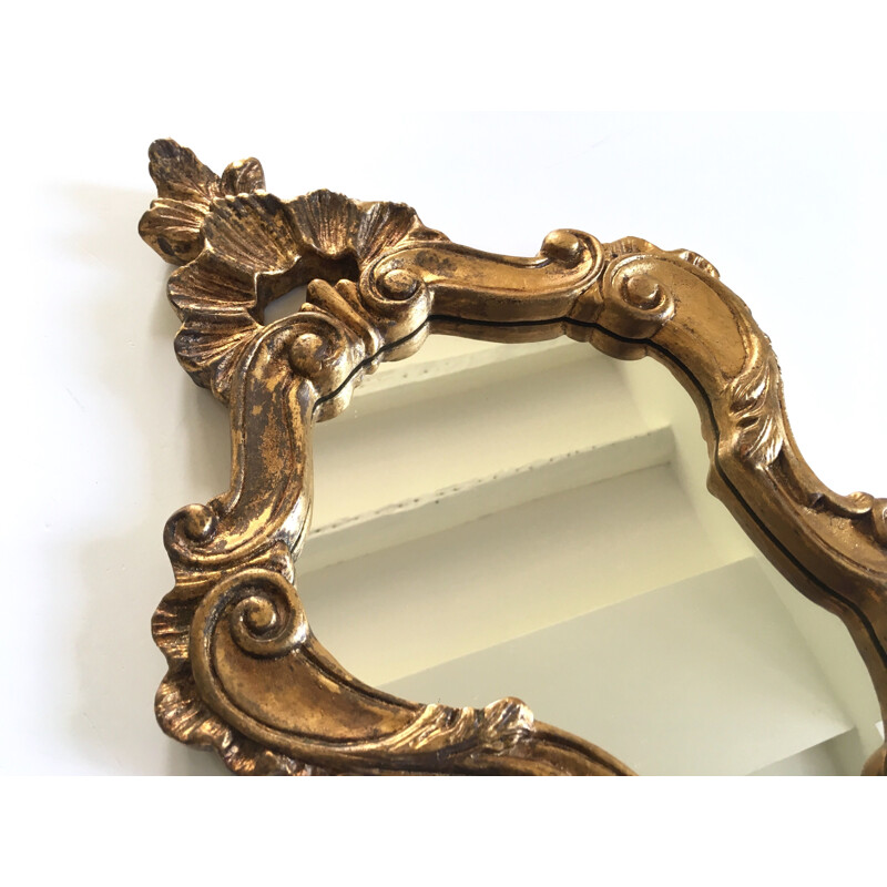 Vintage mirror in wood and gilded stucco 1940s