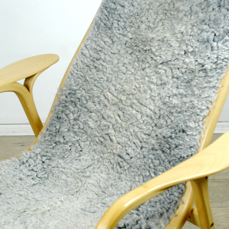 Swedese "Lamino" armchair in beech and sheepskin, Ynge EKSTRÖM - 1960s