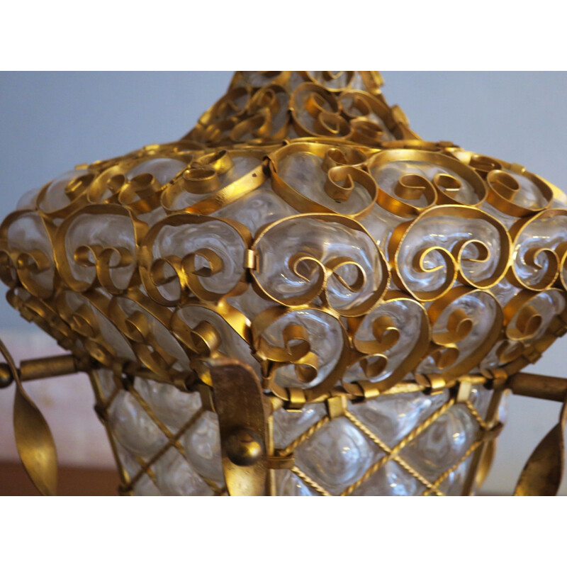 Vintage lantern in gold metal