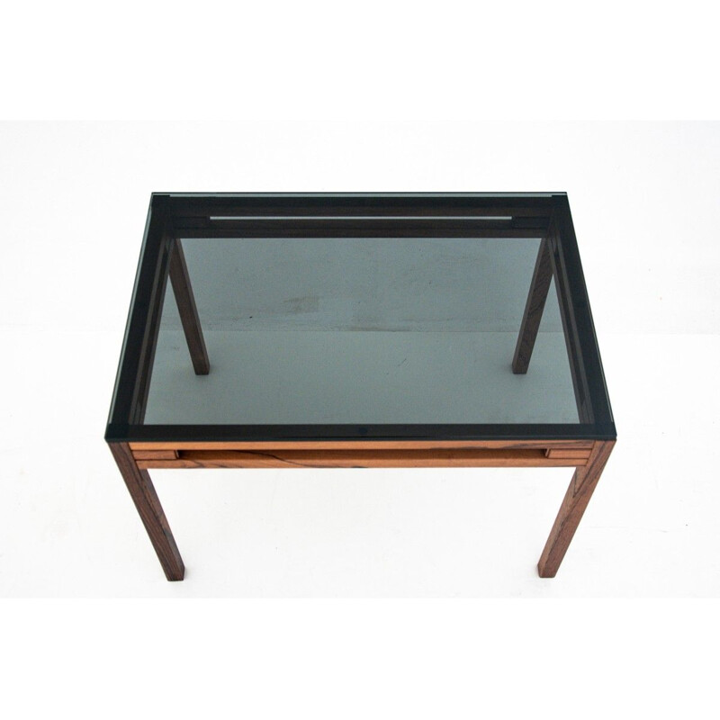 Vintage Rosewood Coffee table with glass top Denmark 1960s