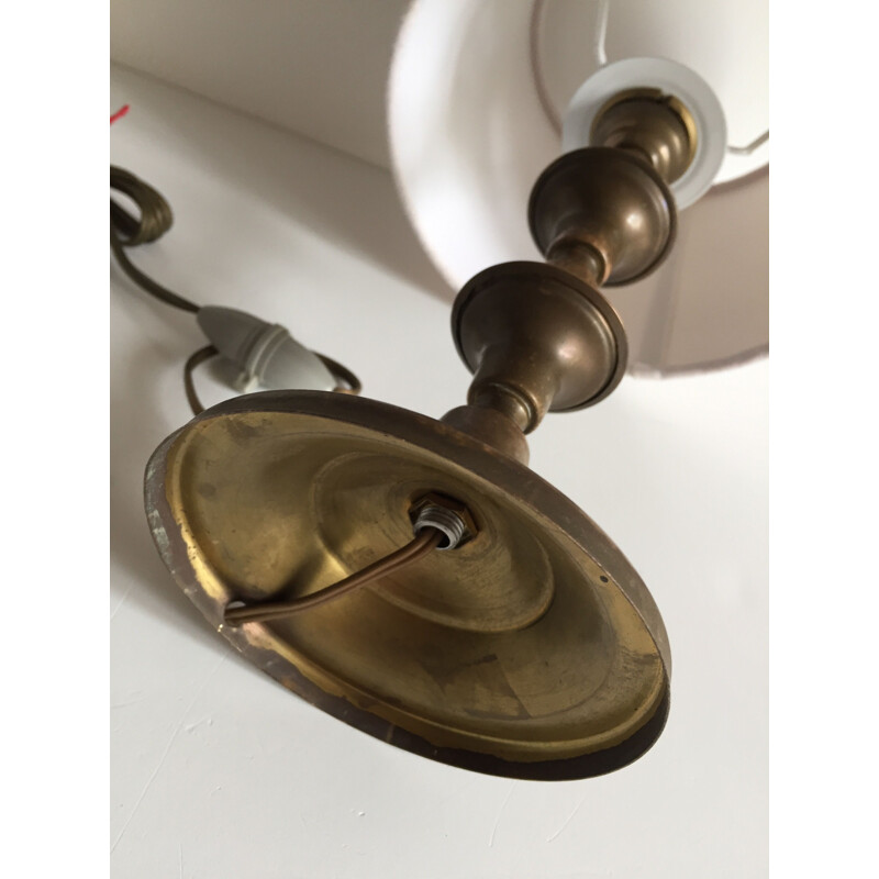 Vintage geometrical brass and velvet geometric lamp