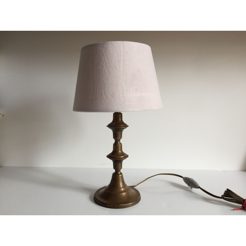 Lampe vintage géométrique en laiton et velours