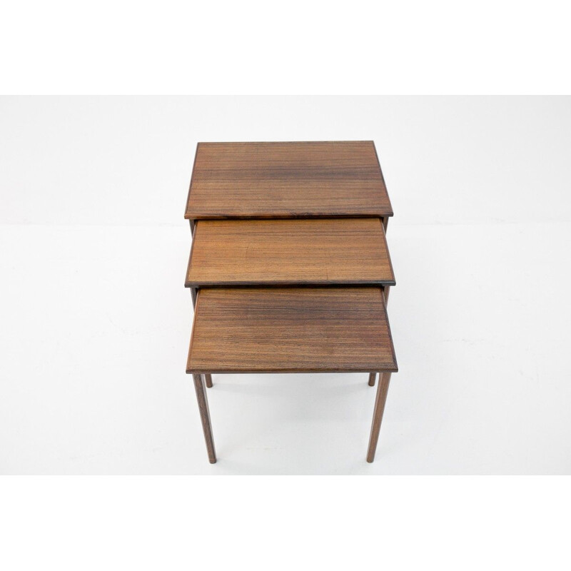 Set di 3 tavolini vintage in teak, Danimarca 1960