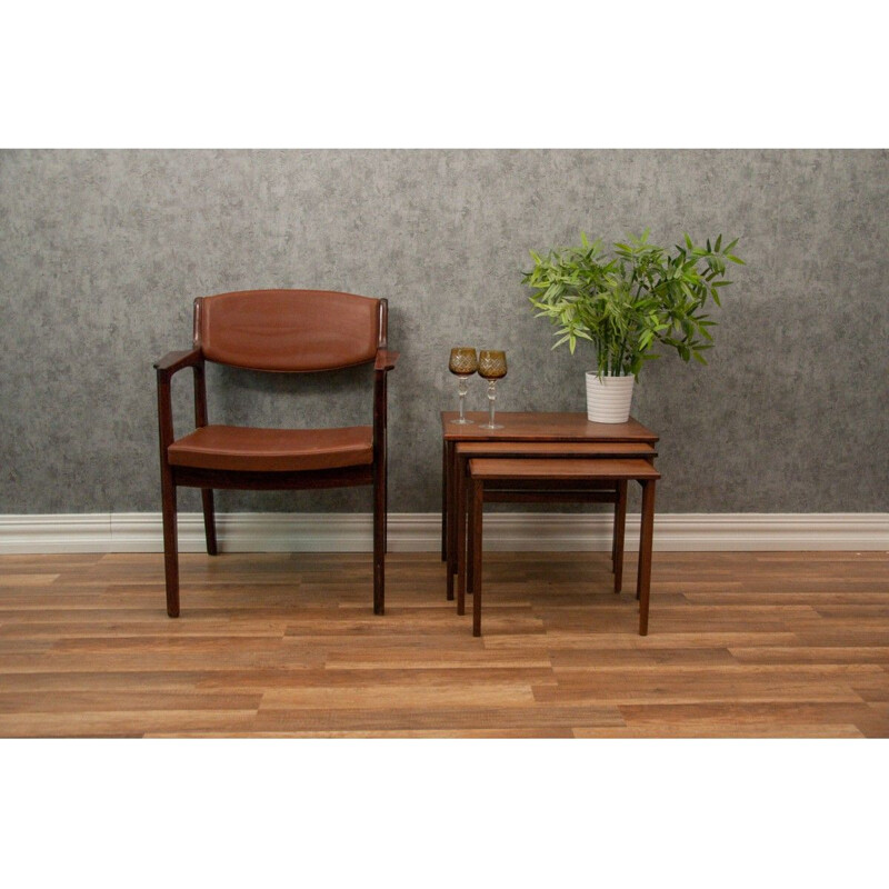 Set of 3 vintage teak coffee tables, Denmark 1960