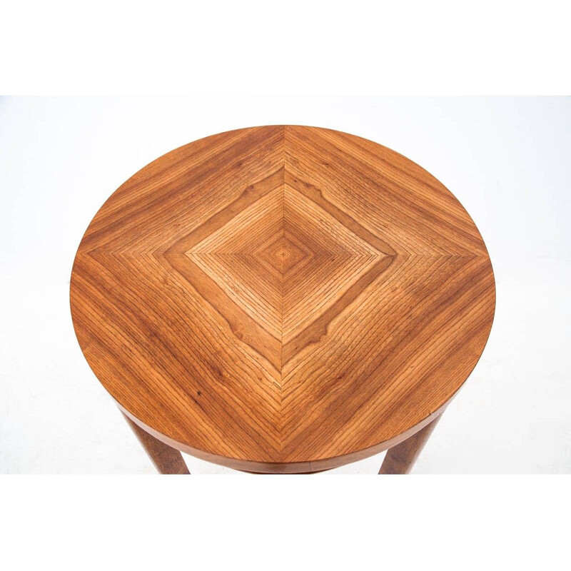 Vintage walnut Art Deco table Poland 1940s