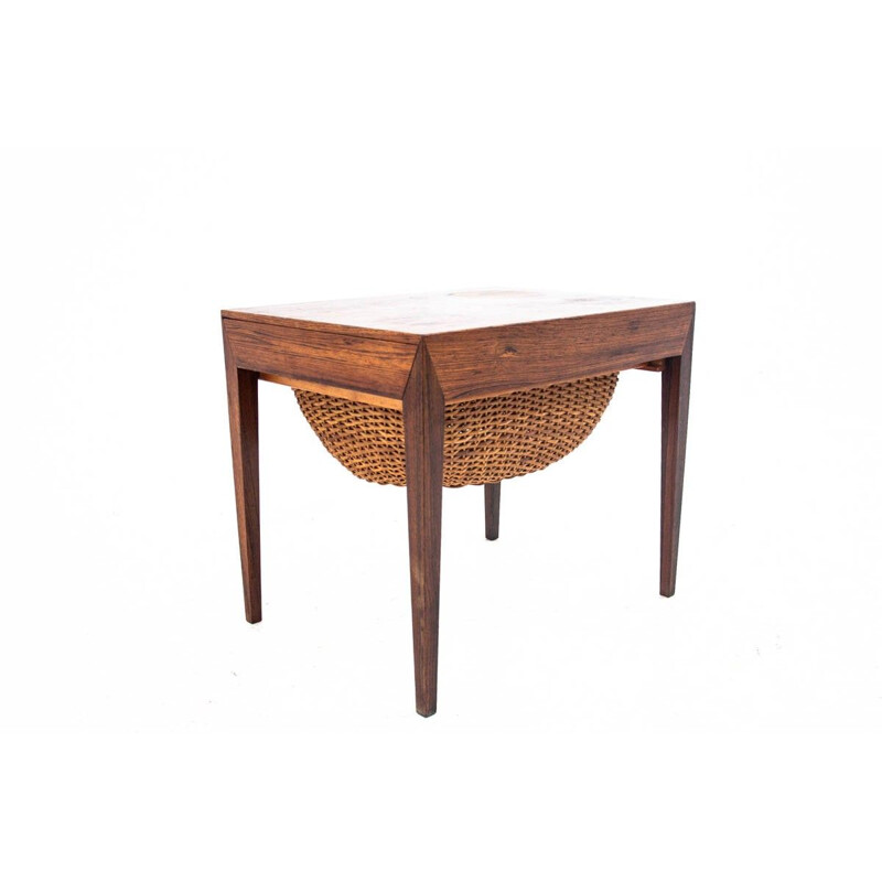 Vintage Rosewood thread table with basket Denmark 1960s